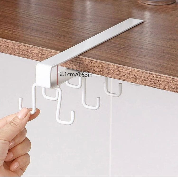 Clever Metal Hook Rack, Multi Hooks Mug Hook Rack Space Saving Quality Cabinet Hook Multifunctional Storage Holder Hanging Cup Holder Kitchen Organizer, Multifunctional Stuck Board Organizer, Under Cabinet Closet Hook Rack