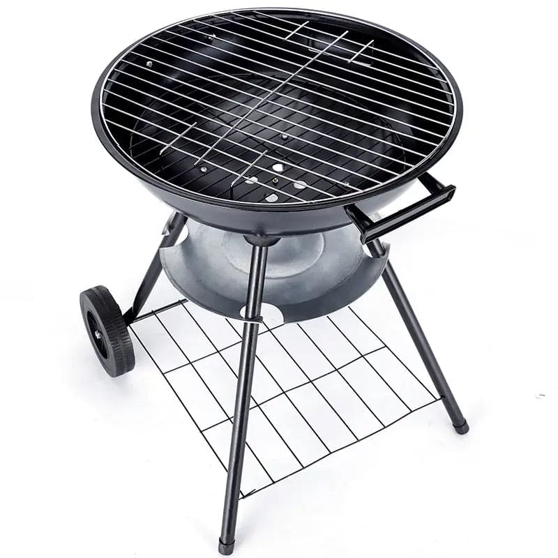 Charcoal Barbecue Grill, Barbecue Smoker Grill For Outdoor Cooking Camping, Heat Control Round BBQ Kettle, Portable Picnic Oven, Foldable Kebab Stove, Football Style BBQ Grill And Oven With Moving Stand, Trolley Grill Kettle