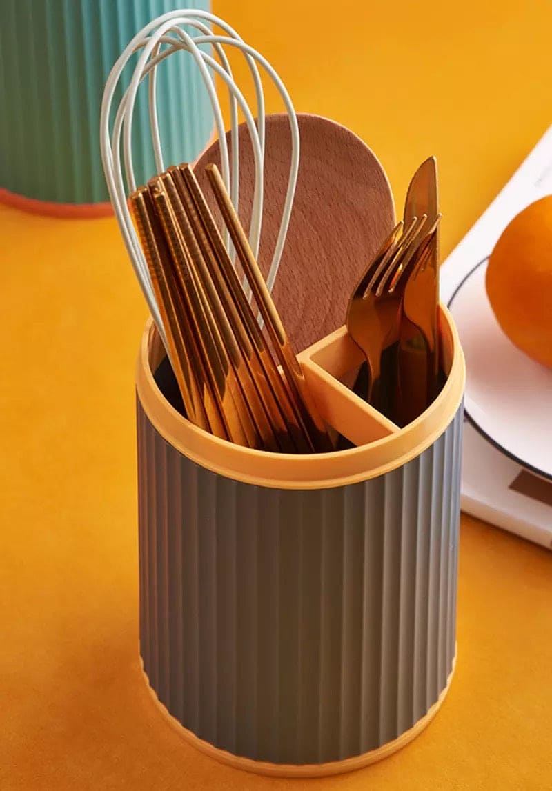 3 Grid Tableware Drying Holder With Lid, Kitchen Cutlery Storage Rack, Chopsticks Spoon Rack, Standing Plastic Storage Container