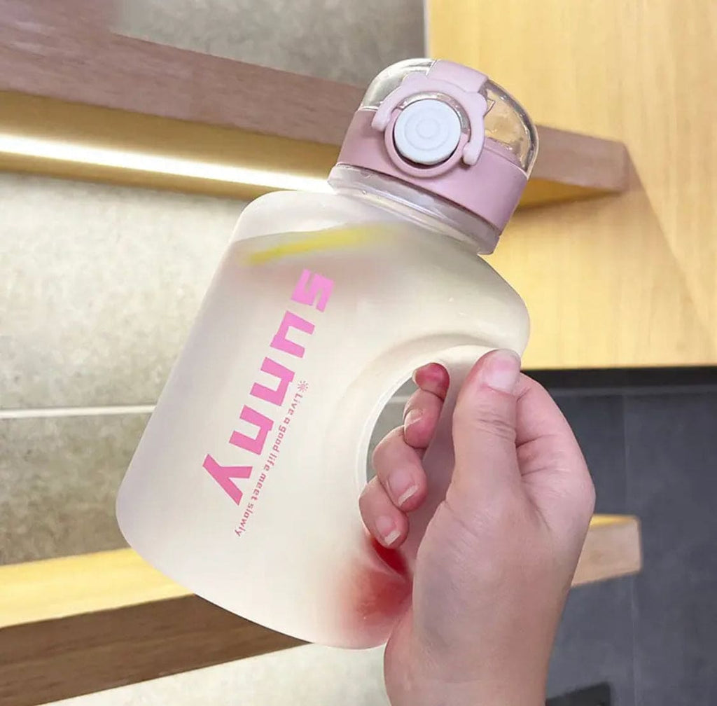 1L Sunny Water Bottle With Straw, Transparent Frosted Plastic Water Bottle, 1000ml Portable Climbing Travel Drink Cup, Outdoor Gradient Drink Bottle, Plastic Reusable Water Cup