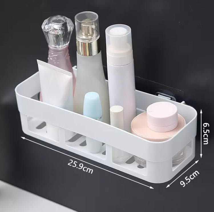 Traceless Paste Bathroom Shelf, Toilet Adhesive Shampoo Gel Storage Basket, Bathroom Corner Shower Shelf Rack, Wall-mounted Storage Rack, Stick-up Wall Sucker Plastic Organizer, Plastic Rack for Kitchen & Bathroom