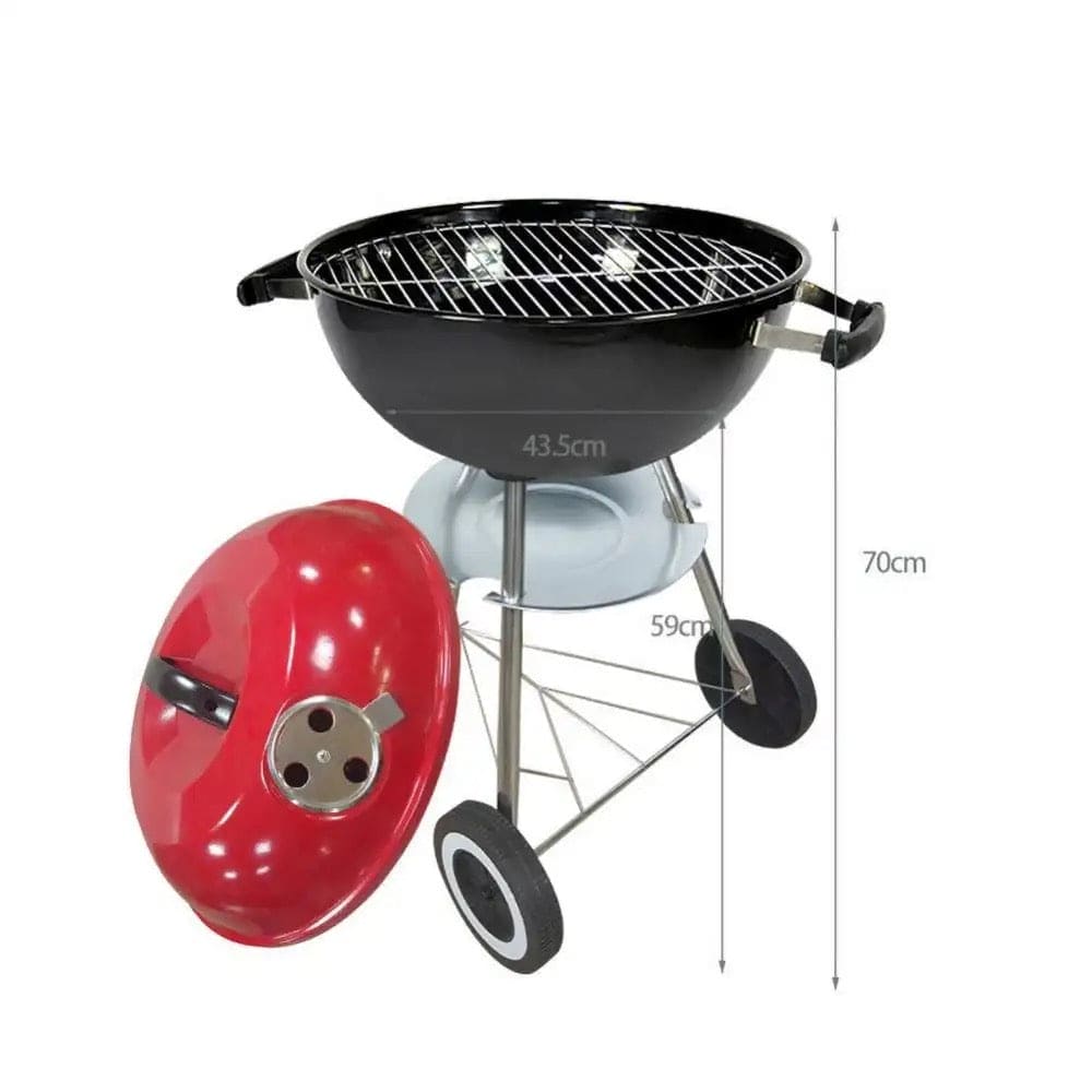 Charcoal Barbecue Grill, Barbecue Smoker Grill For Outdoor Cooking Camping, Heat Control Round BBQ Kettle, Portable Picnic Oven, Foldable Kebab Stove, Football Style BBQ Grill And Oven With Moving Stand, Trolley Grill Kettle