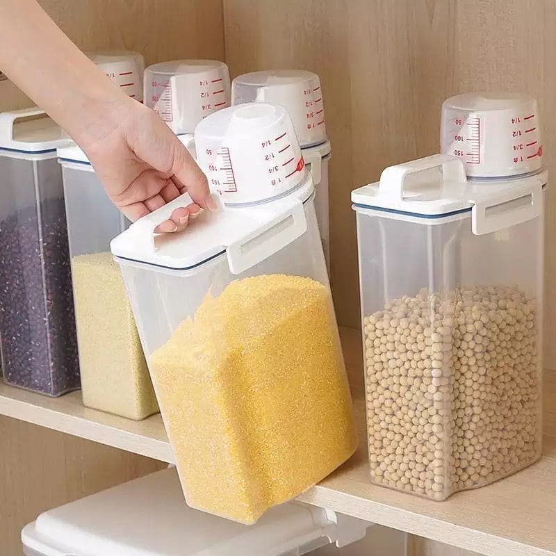 Amazing Airtight 2Kg Plastic Cereal Dispenser Storage Box, Food Grain Rice Container With Dispensing Mouth, Bottle Case For Food Seeds