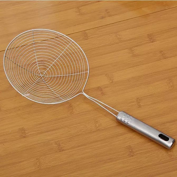 Home Kitchen Strainer, Stainless Steel Oval Skimmer, Oil Pot Food Filter, Round Stainless Steel Frying Food Colander With Long Handle, Dumplings Chaffy Dish Strainer, Kitchen Noodle Scoop Fried Strainer, Wire Fine Mesh Oil Strainer