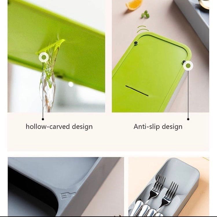 Cutlery Organizer, Kitchen Drawer Storage Tray, Plastic Spoon Container