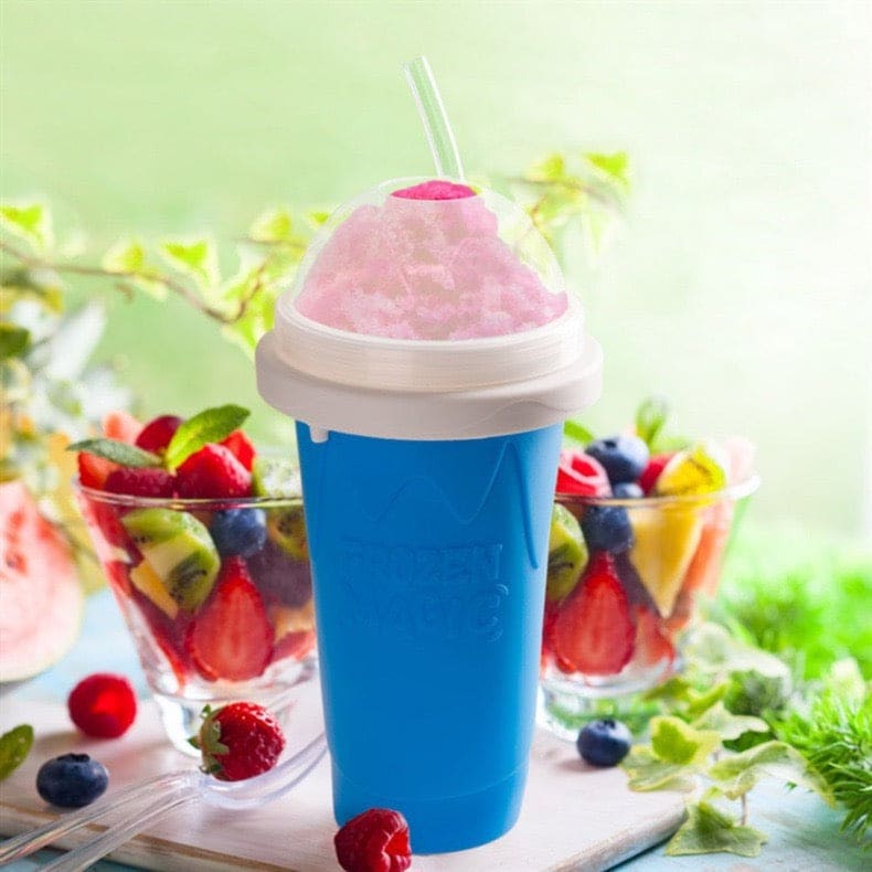 Slushy Ice Maker Cup, Silicon Ice Cream Slushy Maker Bottle Shake Cup, Magic Quick Frozen Smoothies Cup, Summer Squeeze Homemade Juice Water Bottle, Double Layer Squeeze Slushy Maker Cup, Homemade Milk Shake Ice Cream Maker