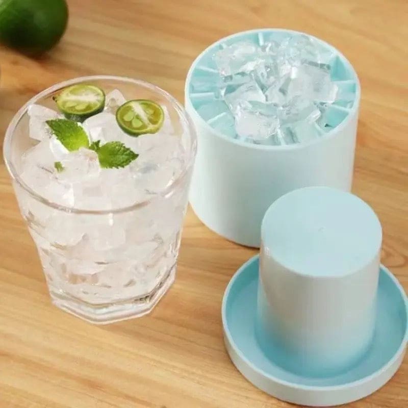 Mini Silicone Ice Bucket, Squishy Ice Cube Bucket, Quickly Freeze Silicone Ice Maker Ice Cup, Cylinder Ice Tray, Easy Release Press Type Ice Grid for Home Camping Travel, 3D Cylinder Silicone Ice Cube Tray, Decompress Ice Lattice
