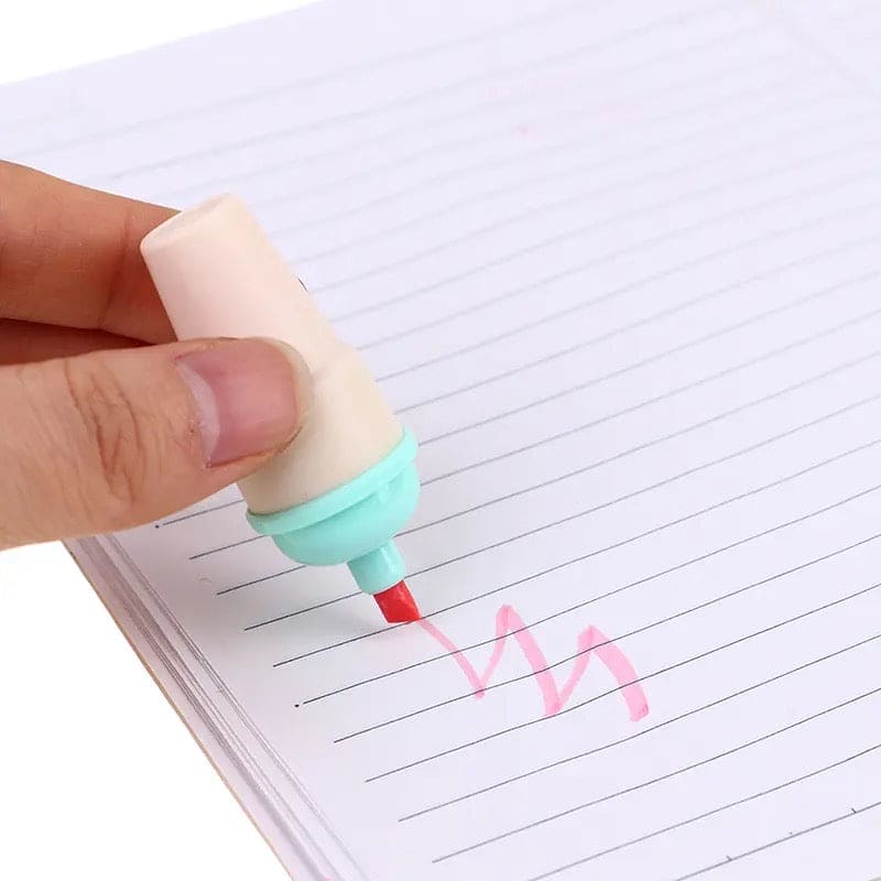 Set Of 6 Mini Ice Cream Highlighter, Portable Mini Sweet Cute Cone Shape Highlighters.