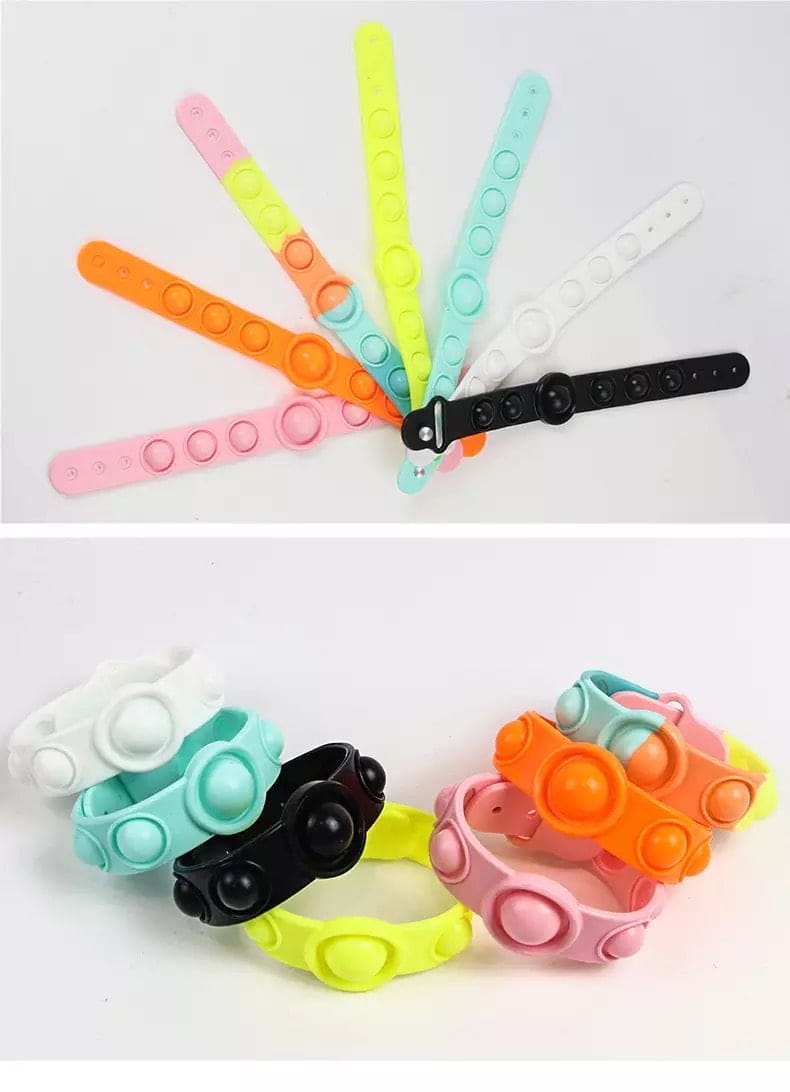Push Pops Bubble Bracelet, Silicone Simple Dimple Toy Jewellery, Anti Stress Pop Up Wrist Band, Silicone Antistatic Bracelet Wristband Toys for Kids, Push Poke Bubble Anti stress
