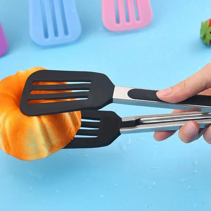 Silicon Non Stick Food Tong, Silicone Food Meat Salad Clamp, BBQ Bread Serving Cooking Clip, Foldable Barbecue Baking Tongs, Nylon Shank Dessert Tweezer Cooking Clamp, Heat-Resistant Bread Steak Serving Clips