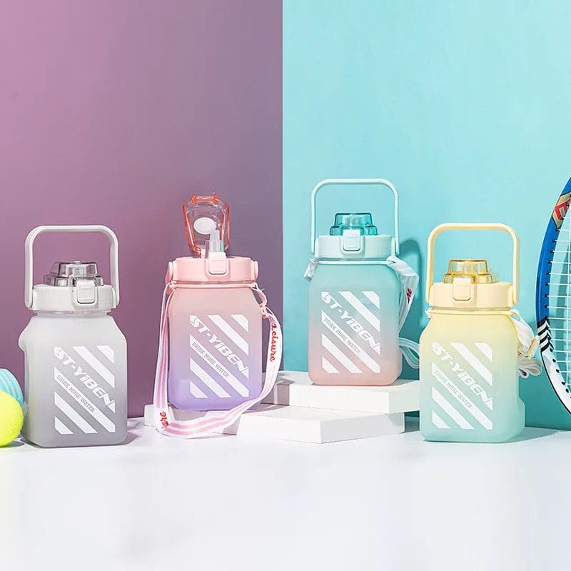 Rainbow Square Water Bottle, 700ml Gradient Color Water Bottle, Portable Cute Kids Water Bottle, Large Capacity Square Belly Water Bottle