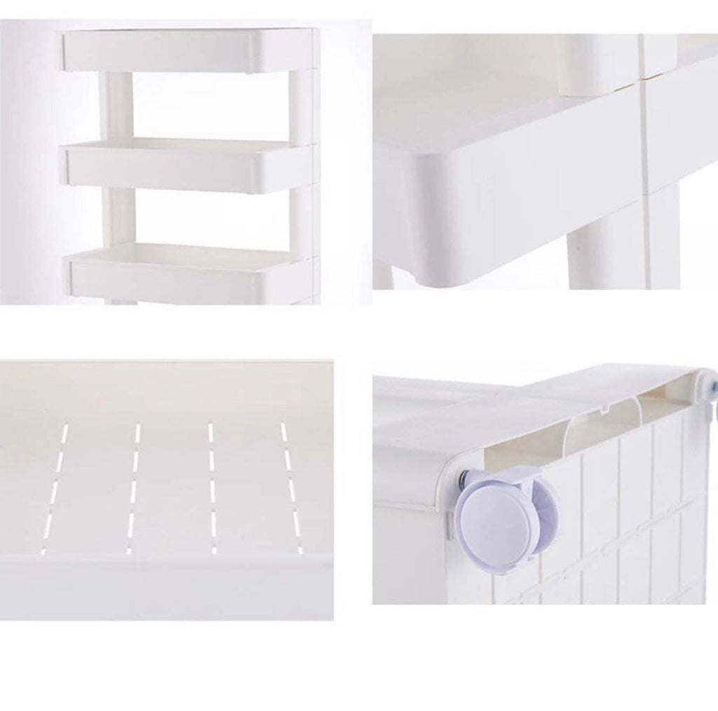 Three Layer Storage Cart, Rotating Wheels Kitchen Bathroom Organizer, Three Layer Trolley, Hairdressing Trolley Rack Mobile Shelf