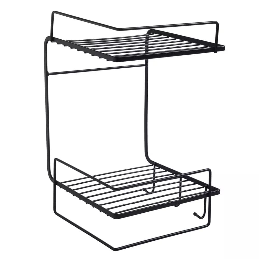 Double Layer Iron Wall Mounted Shelf For Kitchen Bathroom, Shower Shampoo Cosmetic Organizer Rack, Toilet Storage Shelves