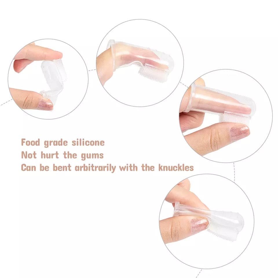 Baby Finger Toothbrush, Silicone Infant Tooth Brush, Baby Silicone Training Brush, Transparent Fingertip Tooth Cleaning Brush, Bad Breath Tartar Teeth Tool, Kids Baby Infant Soft Silicone Teeth Rubber Massager