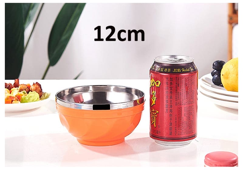 Candy Color Stainless Steel Bowl, Double Layer Creative Noodle Bowl Soup Bowl, Children Dinnerware Heat Insulation Rice Bowl, Stainless Steel Food Salad Container, Kitchen Utensils, Anti-scalding Kids Rice, Soup, Noodles, Salad Bowl