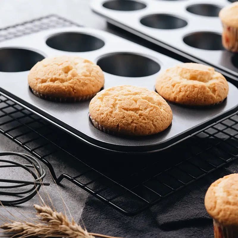 Non Stick Muffin Tray, Cupcake Muffin Tart Shells Mold, Cupcake Baking Tray, Bakeware Kitchen Accessories, Baking Pan Tool, Round Biscuit Pan