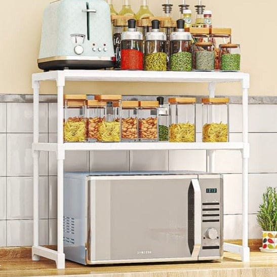 Microwave Storage Rack, Desktop Dishes Spice Food Multi Layer Storage Rack, Multifunction Kitchen Storage Rack, Metal Plastic Oven Organizer Rack