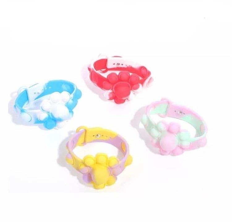 Flower Shaped Bubble Bracelet, Sensory Simple Dimple Fidget Toys, Anti Stress Sensory Stress Relief Wristband, Filip Silicone Press Finger Game Bubble Bracelet