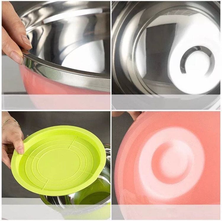 Set Of 5 Colorful Stainless Steel Bowl With Lids, Salad Mixing Bowl Set, Food Cooking Bowl Set, Stackable Nesting Mixing Bowls with Airtight Lids, Kitchen Washing Storage Container, Steel Lunch Box