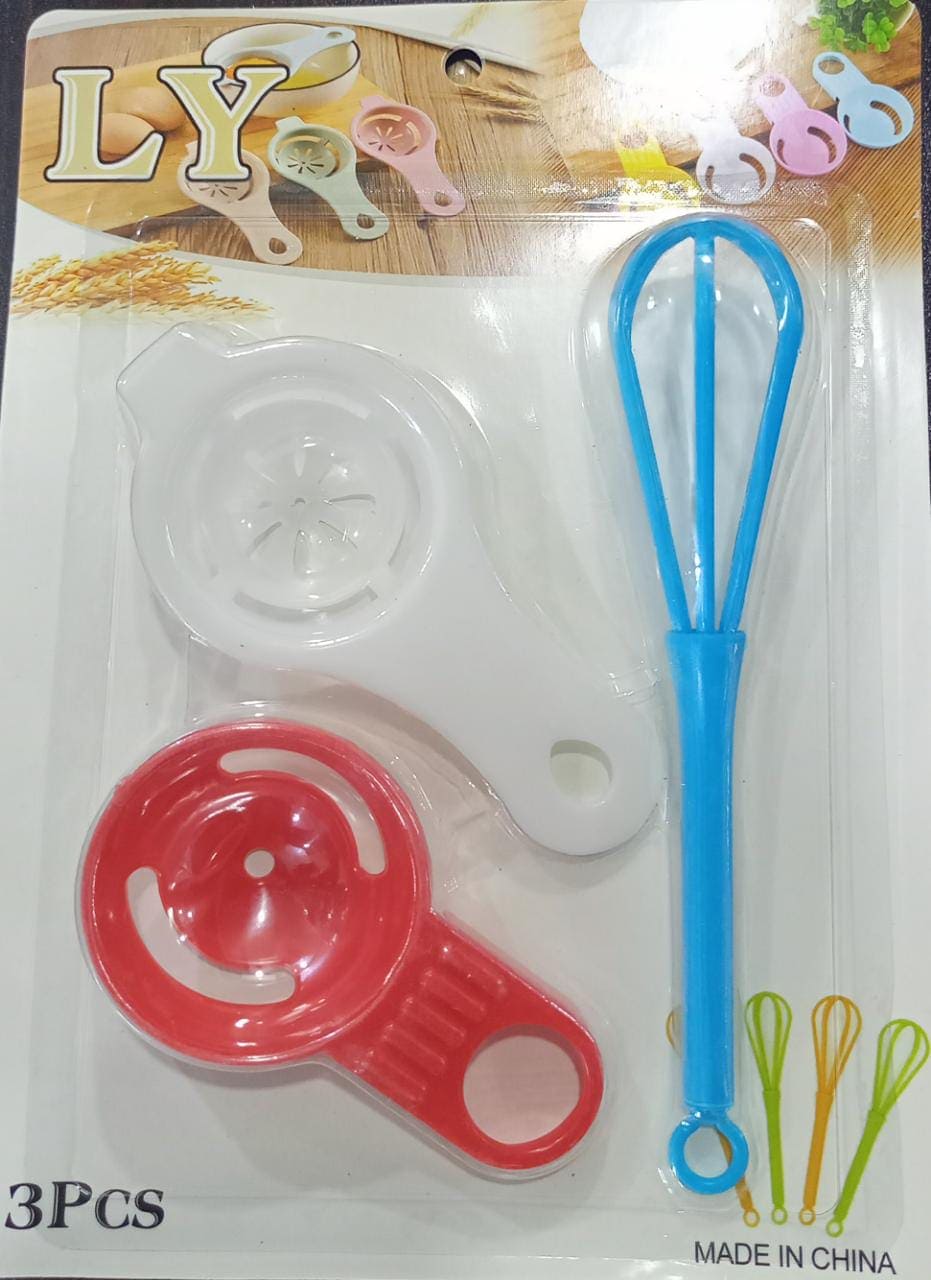 Set Of 3 Baking Tool, Plastic Whisk Egg Yolk Separator Tool, Kitchen Cooking Tool Set, Mini Kitchen Utensil Set, 3 In 1 Cooking Set