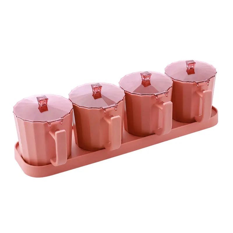 4 Pcs Candy Seasoning Box, Cruet Condiment Bottle Jars, Sugar Storage Seasoning Set, Household Kitchen Seasoning Box, Kitchen Combination Seasoning Box, Kitchen Spice Container Storage Box, Seasoning Spice Pots With Cover and Spoon