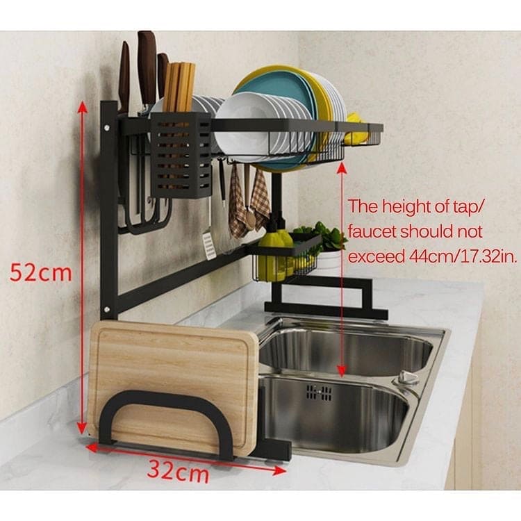 Kitchen Shelf Organizer, Dish Drying Rack, Stainless Steel Sink Drain Rack, Dishes Cutlery Dry Rack, Multifunction Metal Utensils Holder, Sink Storage Sponge Drain Rack, Telescopic Drain Rack, Double Layer Dish Organizer, Over Sink Rack