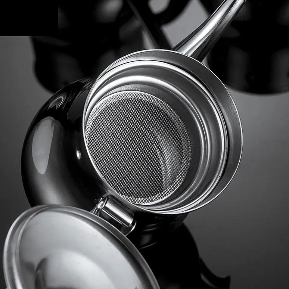 Stainless Steel Kettle Oil Filter Pot, Oil Skimmer Jug, Oil Filter Kettle, Portable Oil Strainer Pot, Cooking Oil Tank With Filter, Oil Dispenser Pot With Removable Filter, Storage Can For Kitchen