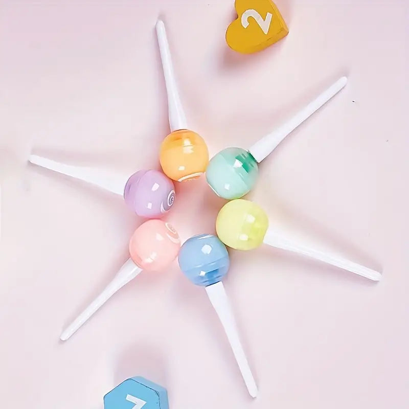 Set Of 6 Lollipop Highlighter, Colorful Marker Highlighter Pen For School Kids.