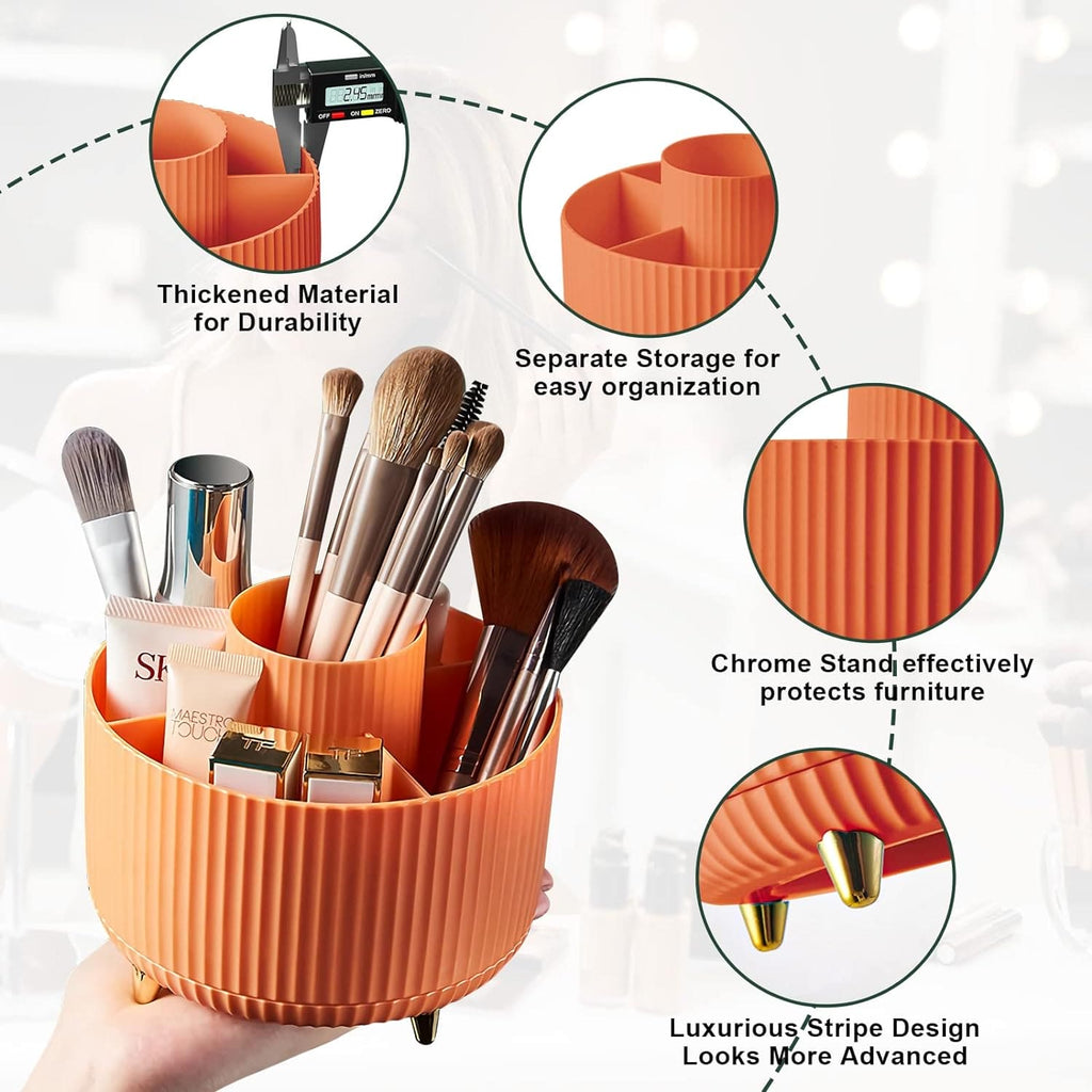 Versatile Desk Organizer, Multi Compartment Storage Box, 360°Rotating Desktop Makeup Brushes Organizer.