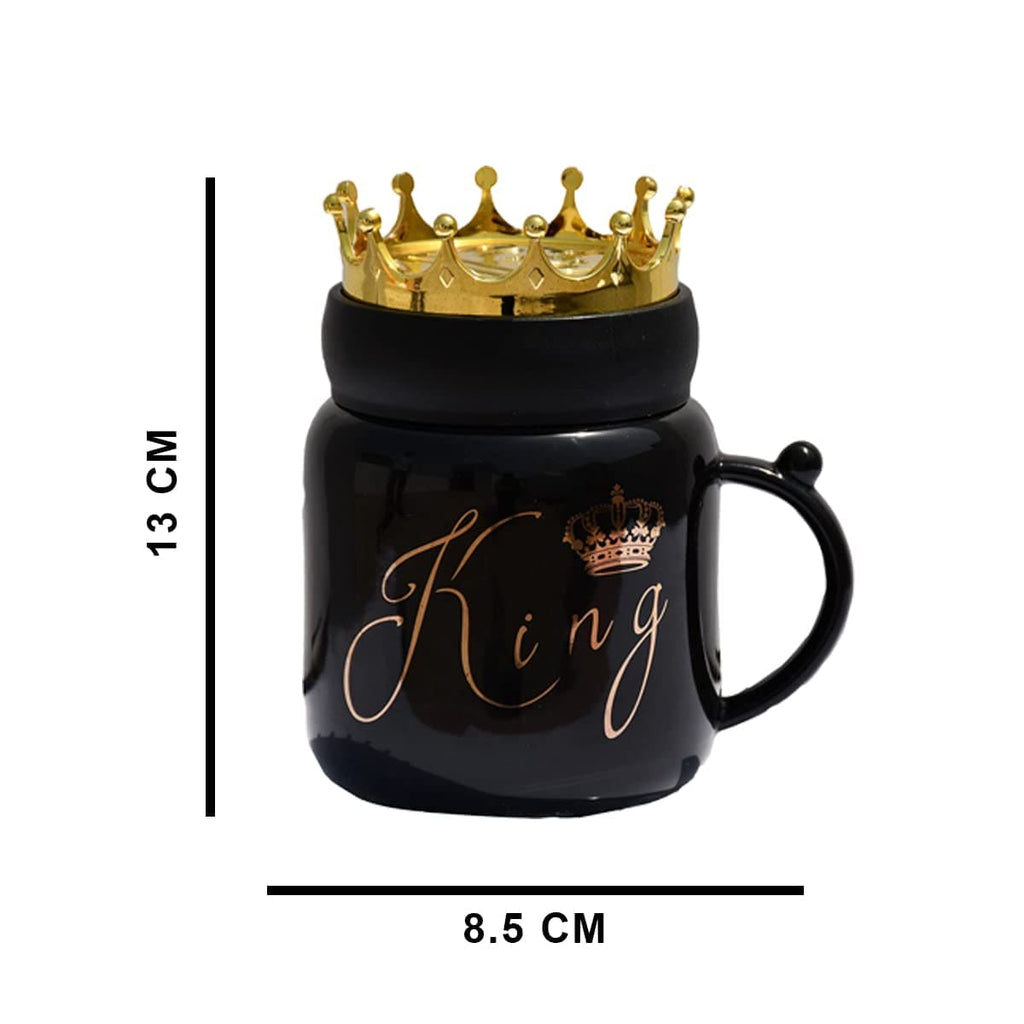 Gold Crown Mug Set, King Queen Ceramic Mug, Royal Coffee Tea  Cups with Lid