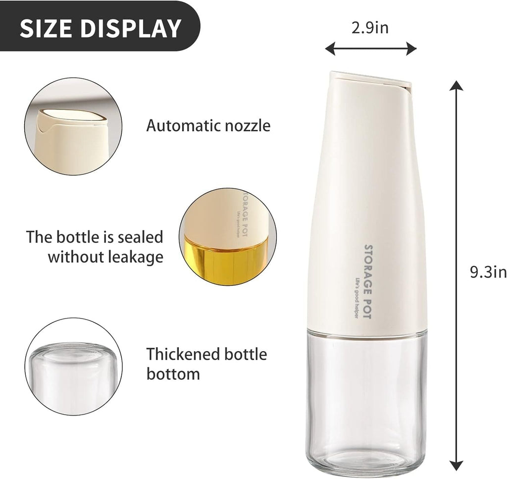 450Ml Oil Storage Pot, Auto Flip Kitchen Oil Bottle, Cooking Oil Dispenser For Kitchen, Automatic Opening Oil Bottle, Kitchen Non Hanging Oil Seasoning Bottle, Food Grade Condiment Bottle, Drip Free Spout Oil Container