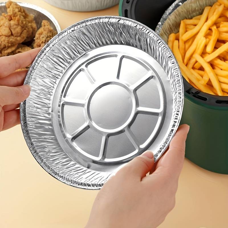 Set Of 10 Aluminum Foil Plates, Disposable Aluminum Frying Container, Kitchen Oil Absorbing Paper Container, Multipurpose Tin Foil Pad