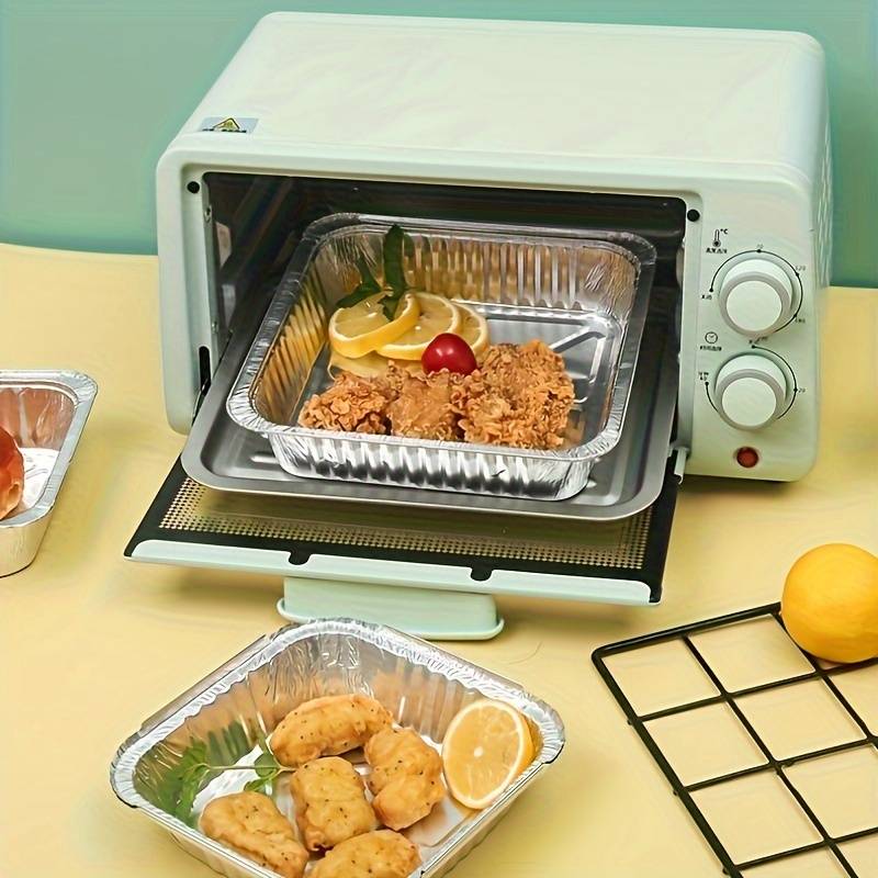 Set Of 10 Aluminum Foil Plates, Disposable Aluminum Frying Container, Kitchen Oil Absorbing Paper Container, Multipurpose Tin Foil Pad