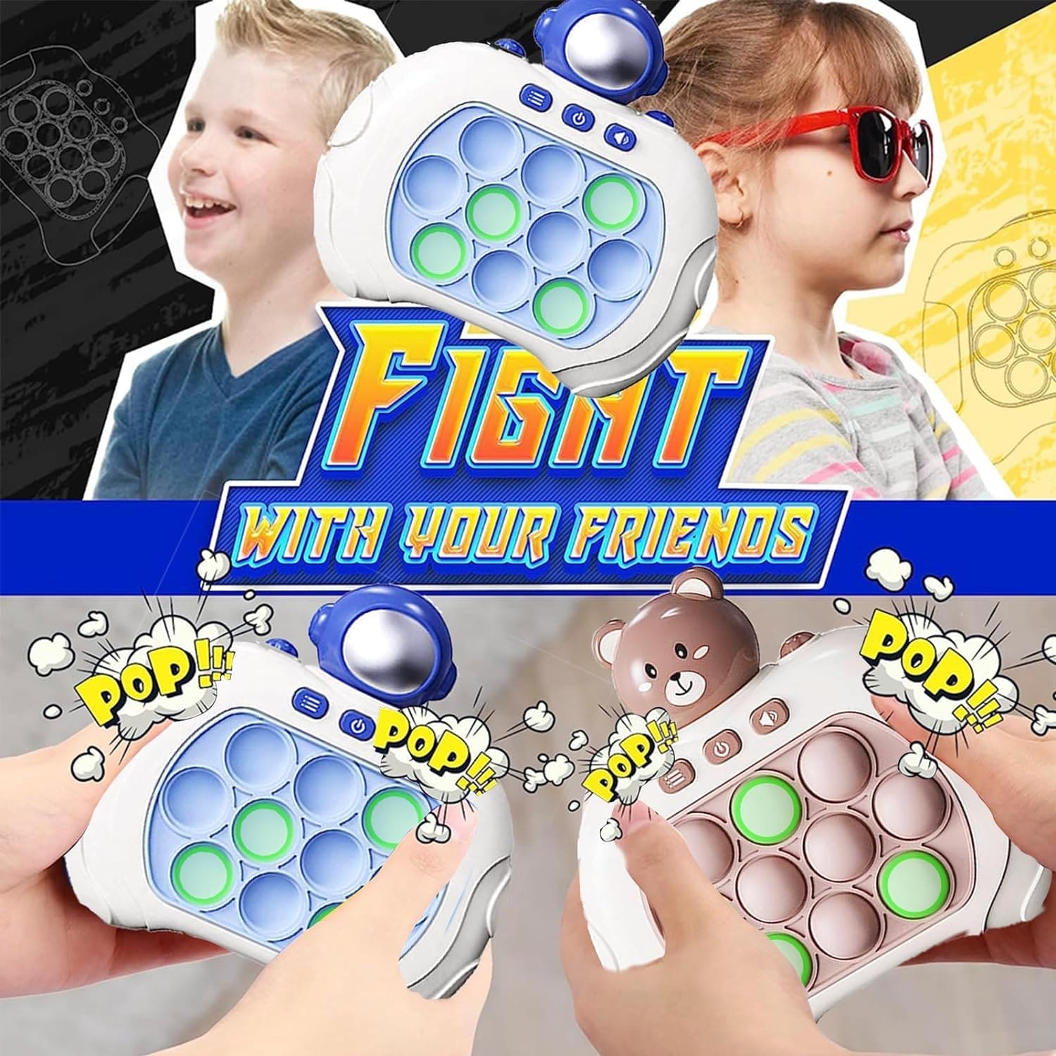 Console Pop Up Toy, Quick Push Game Machine, Light Bubble Puzzle Toy.