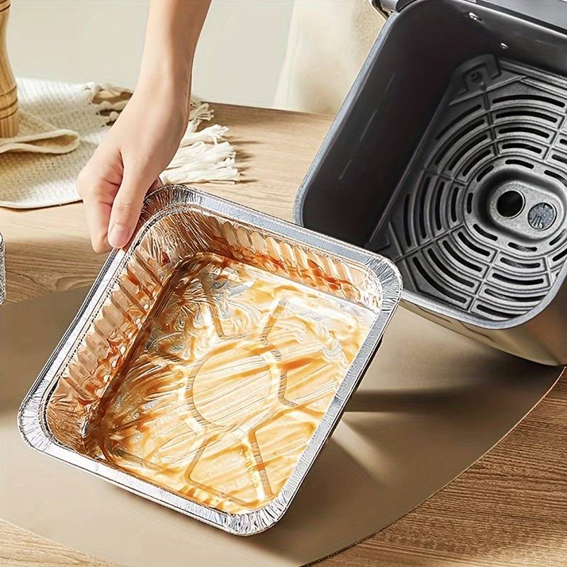 Set Of 10 Aluminum Foil Plates, Disposable Aluminum Frying Container, Kitchen Oil Absorbing Paper Container, Multipurpose Tin Foil Pad