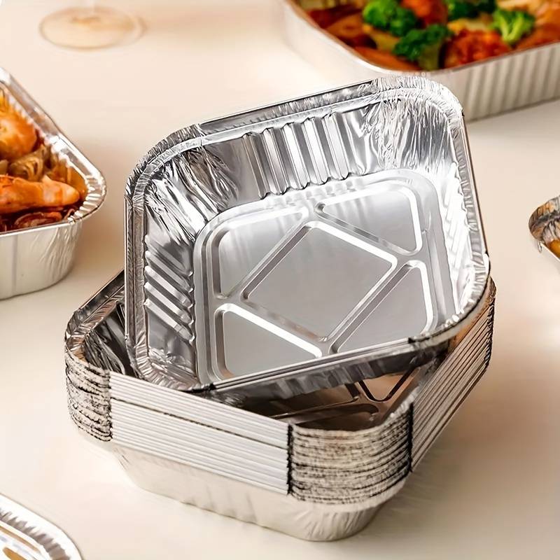 Set Of 10 Aluminum Foil Plates, Disposable Aluminum Frying Container, Kitchen Oil Absorbing Paper Container, Multipurpose Tin Foil Pad