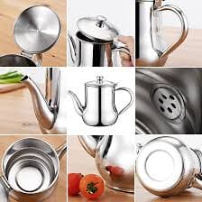 Stainless Steel Kettle Oil Filter Pot, Oil Skimmer Jug, Oil Filter Kettle, Portable Oil Strainer Pot, Cooking Oil Tank With Filter, Oil Dispenser Pot With Removable Filter, Storage Can For Kitchen