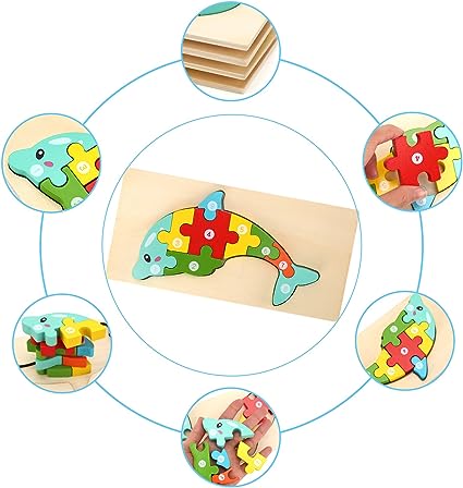 Jigsaw 3D Puzzle Set, Animal Cartoon 3D Puzzle Toys, Blocks Matching Toys, Hand Grip Plate Toddler Toys, Montessori Wooden Puzzles For Children, Kids Educational Learning Jigsaw Puzzle