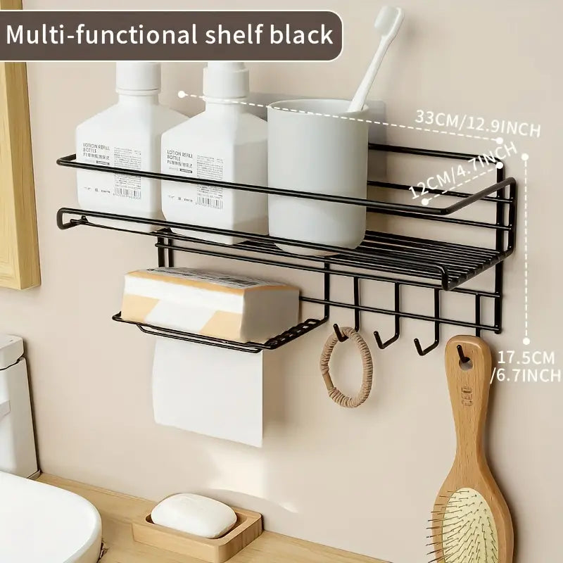 Self Adhesive Caddy Shelf With Hook, Combo Organizer Basket.