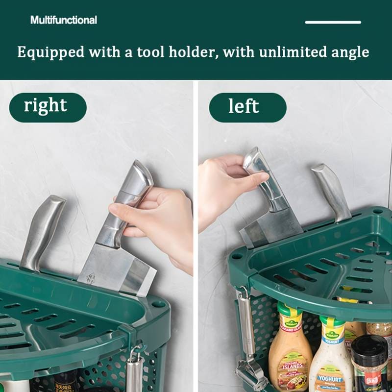 Kitchen Corner Storage Rack, Stainless Steel Kitchen Corner Shelf, Multi Layer Condiment Triangle Storage Rack, Household Triangular Shelf, Multifunctional Metal Storage Shelf