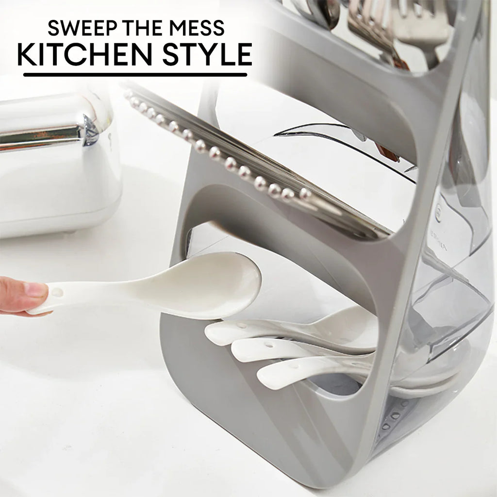 3 Layer Cutlery Organizer, Kitchen Utensils Separation Box, Multifunctional Transparent Chopstick Cage, Oblique Insertion Storage Rack, Tableware Drain Rack, Multipurpose Drawer Container Home Use