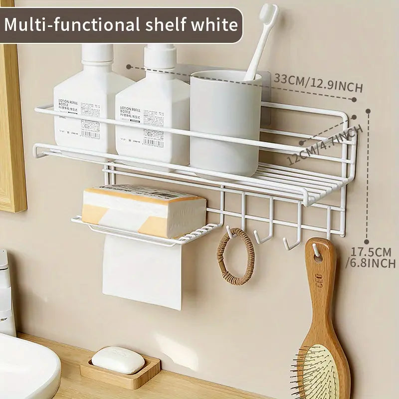 Self Adhesive Caddy Shelf With Hook, Combo Organizer Basket.