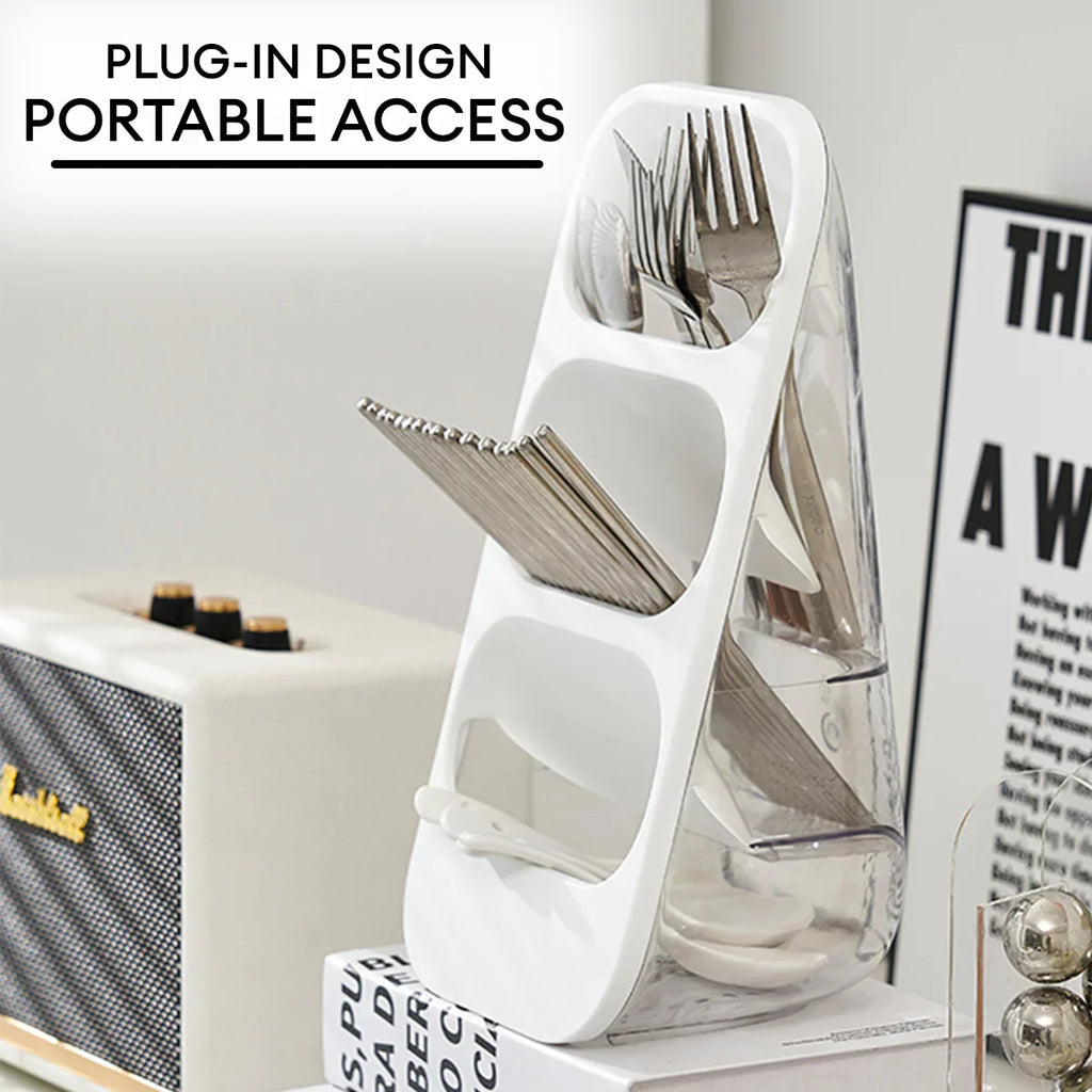 3 Layer Cutlery Organizer, Kitchen Utensils Separation Box, Multifunctional Transparent Chopstick Cage, Oblique Insertion Storage Rack, Tableware Drain Rack, Multipurpose Drawer Container Home Use