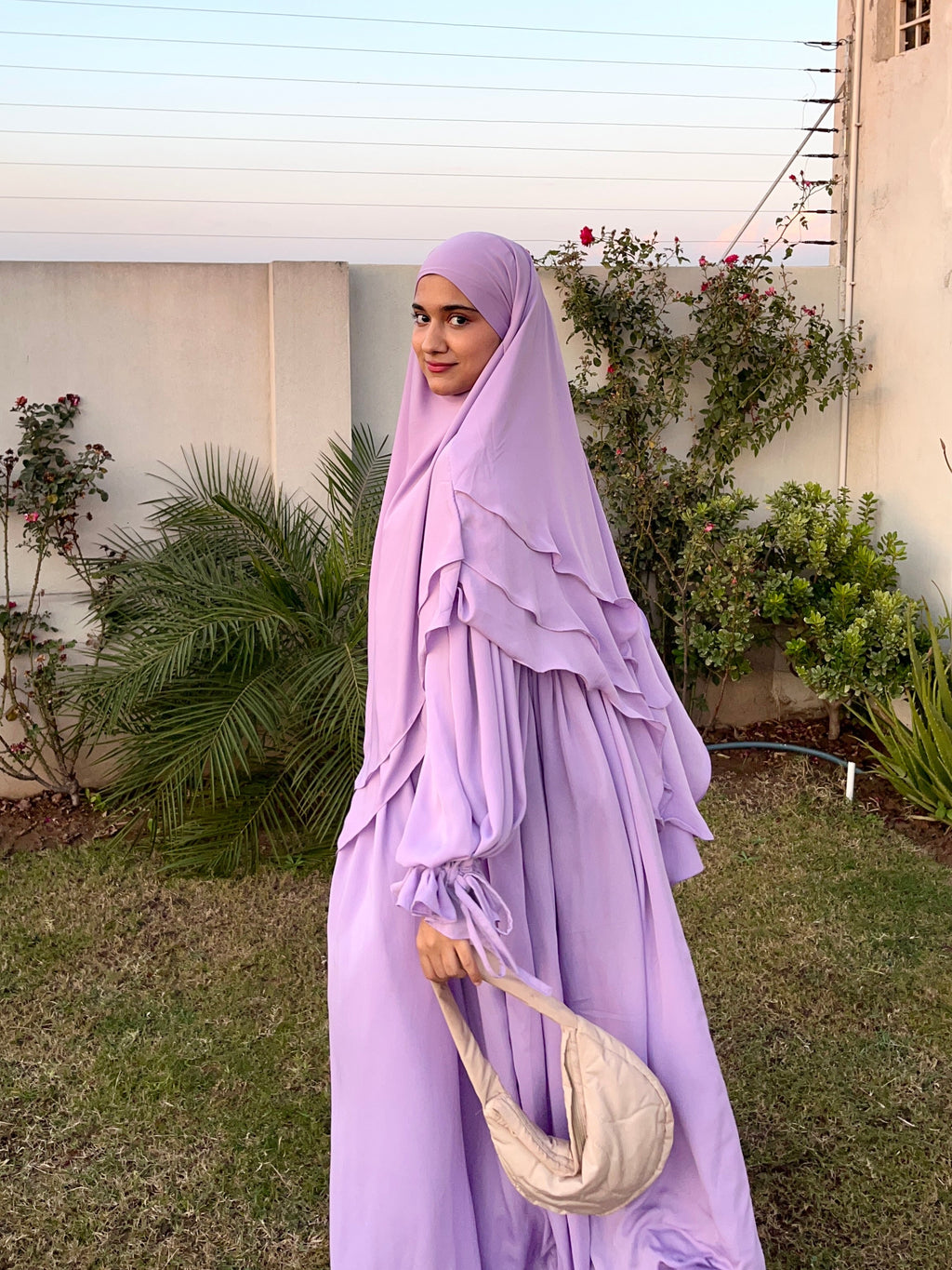 Lilac Abaya And Triple Layer Khimar