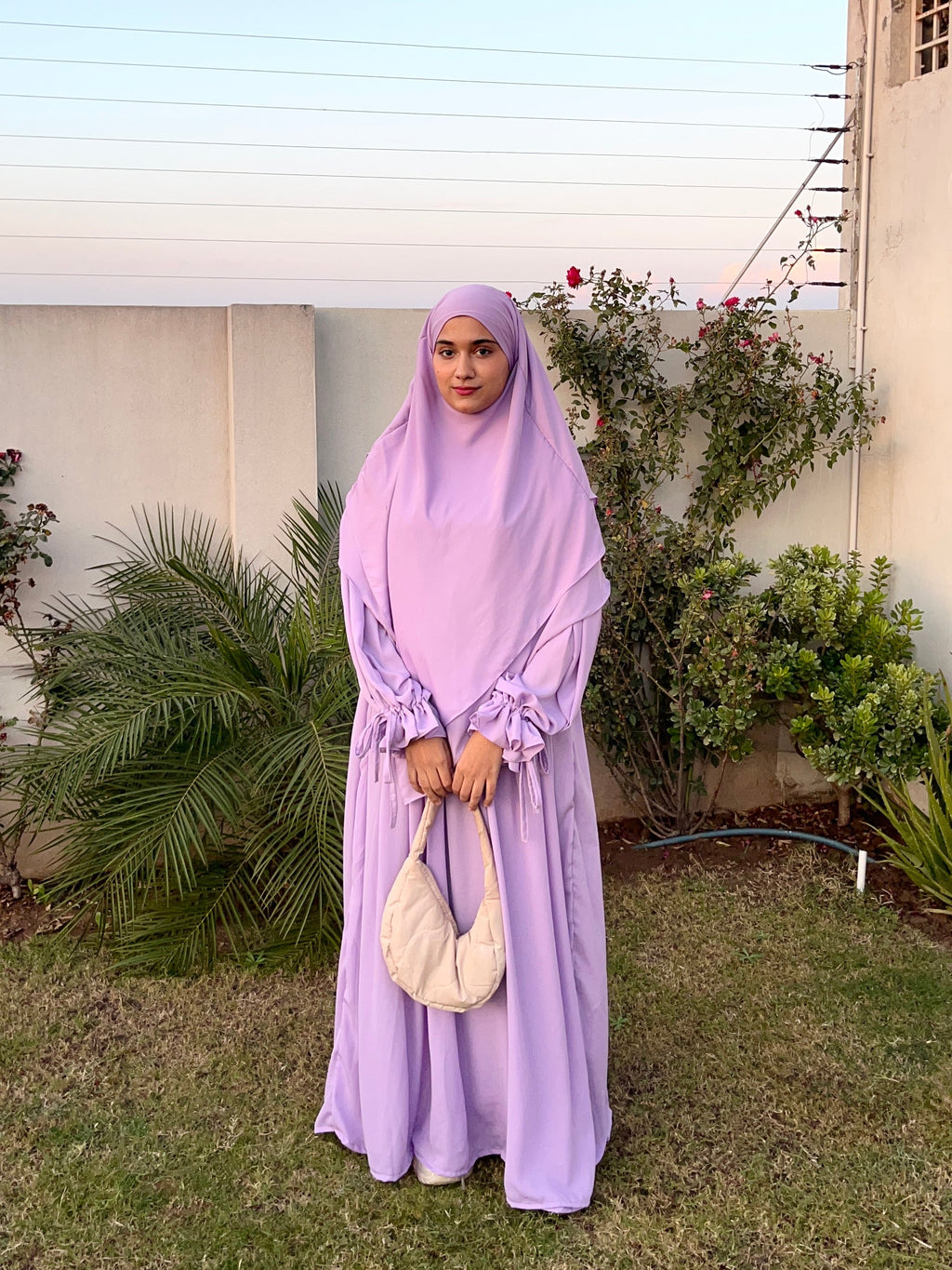 Lilac Abaya And Triple Layer Khimar