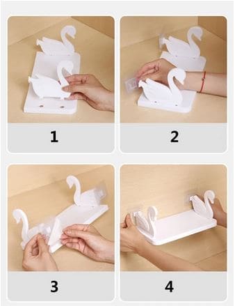 Swan Floating Shelf, Kitchen And Bathroom Storage Shelf, Multifunctional Storage Rack, Household Kitchen Bathroom Organizer Shelf, Wall Hanging Seasoning Storage Shelf, Wall Mounted Storage Organizer, Multipurpose Floating Shelf