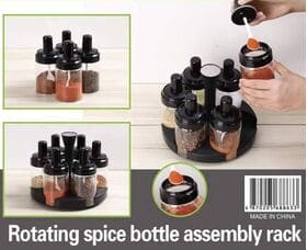 Set Of 6 Rotating Spice Rack,360 Spice Rotating Bottles, Multipurpose Revolving Spice Rack Condiment Set