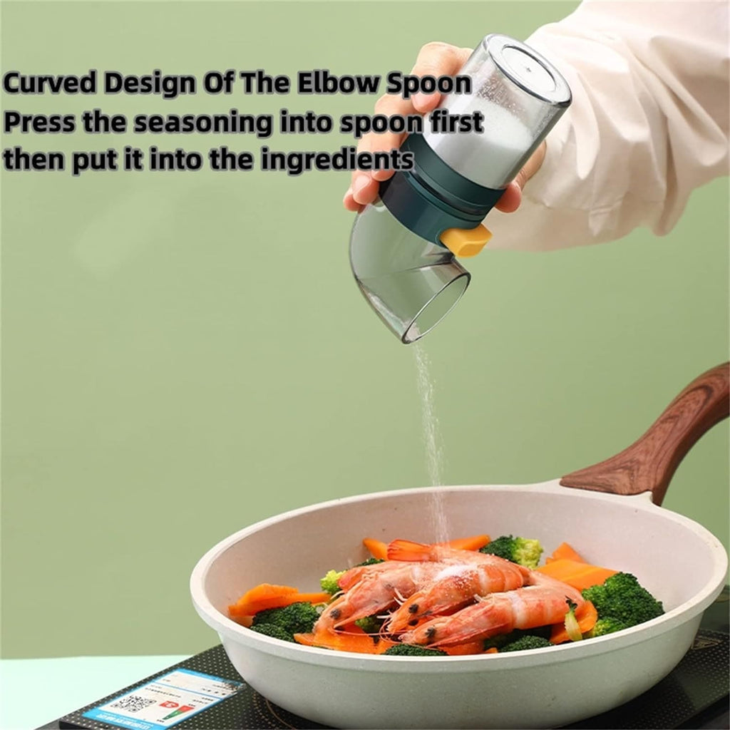 Metering Salt Dispenser With Stand, 0.5gm Push Type Salt Shaker, Quantitative Salt Control Bottle, Measurement Markings Herb & Spice Container, Clear Glass Condiment Bottle for Kitchen, Multipurpose Condiment Container