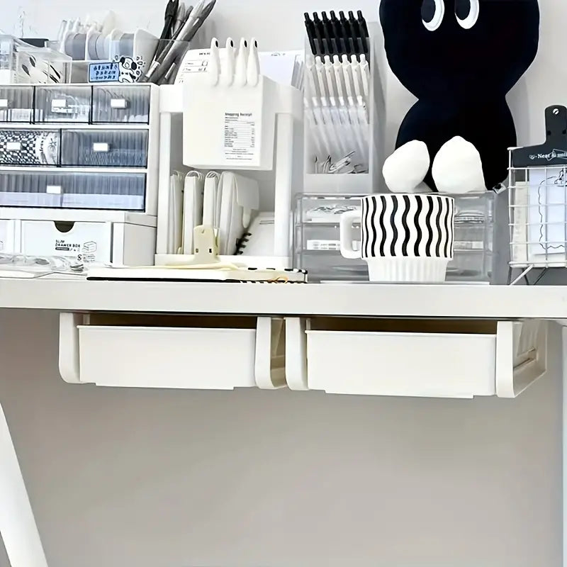 Hidden Drawer Organizer, Under Desk Drawer Storage Organizer.