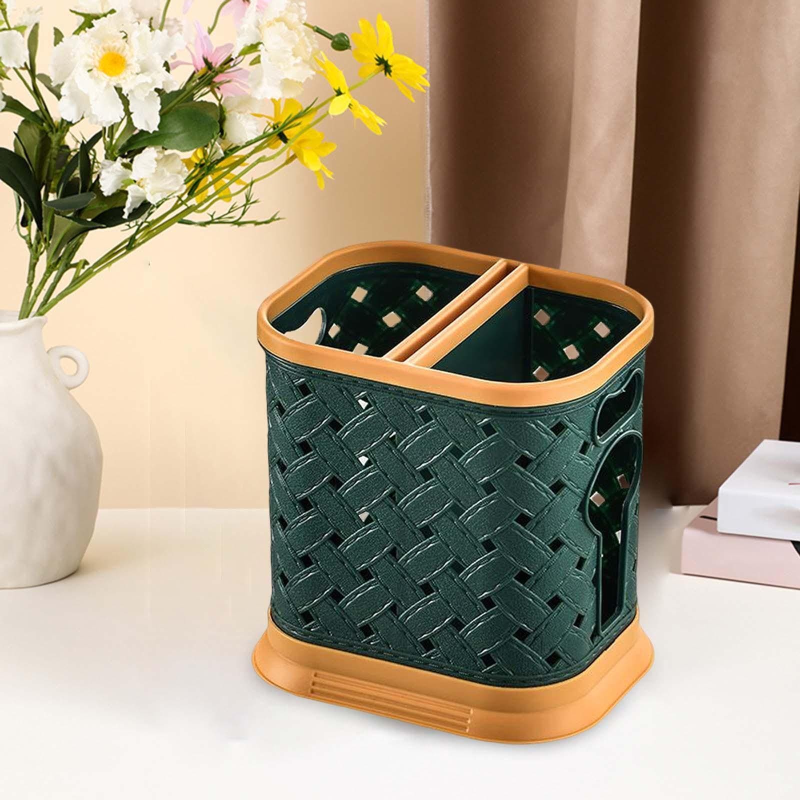 Criss Cross Cutlery Holder, Plastic Chopsticks Cage, Hollow Drain Tableware Rack, Knife Stand Spoon Fork Storage Shelf Container, Kitchen Cutlery Drying Rack Basket, Cooking Utensil Holder, Utensil Caddy Compartment